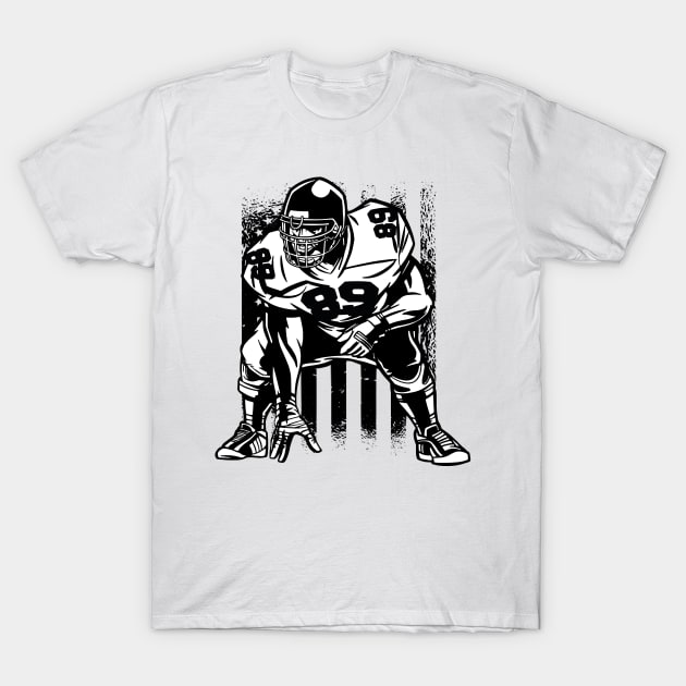 American Flag Football Lineman Football Coach T-Shirt by Baswan D'apparel Ish